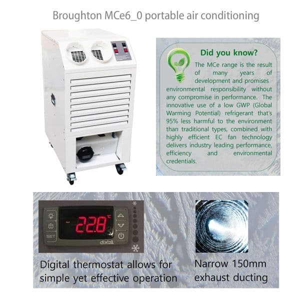 Broughton MCe6.0 Industrial Portable Air Conditioning Mobile 6Kw/19000Btu Cooling Only 240V~50Hz